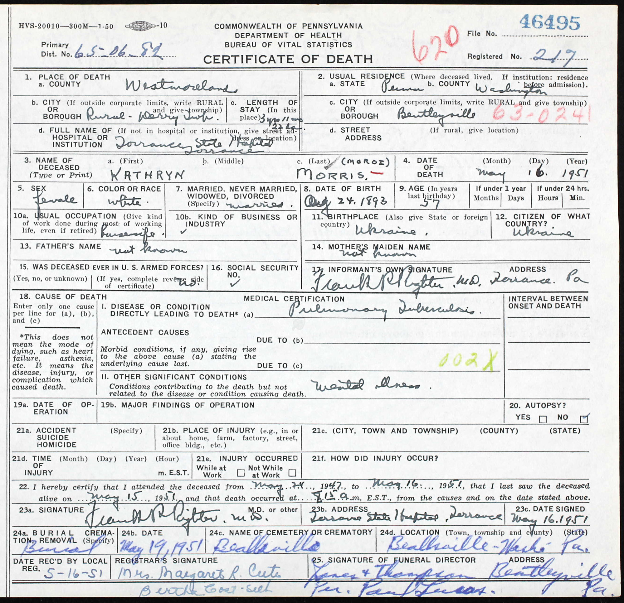 death certificate